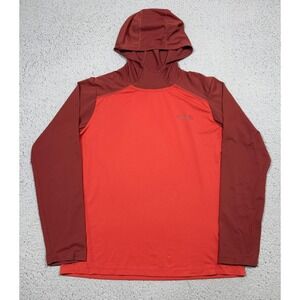 Rab Shirt Mens Medium Red Long Sleeve Hooded Hiking Athletic Performance Top